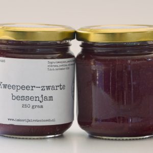 Kweepeer-zwartebessenjam